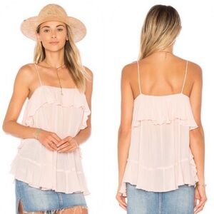 Intimately Free People Pink Ruffled Preppy Spaghetti Strap Cascade Camisole